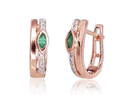 Ohrringe aus Rotgold mit Diamanten und Smaragden