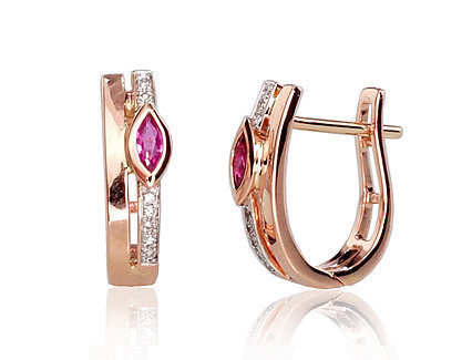 Ohrringe aus Rotgold mit Diamanten und Rubinen