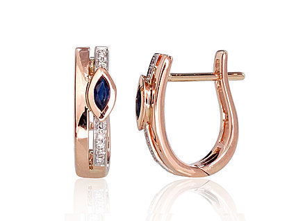 Ohrringe aus Rotgold mit Diamanten und Saphiren