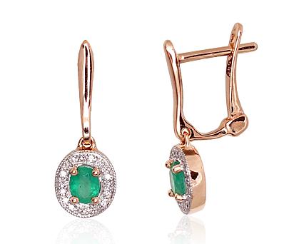 Ohrringe aus Rotgold mit Diamanten und Smaragden