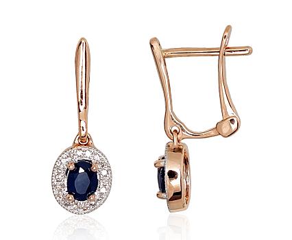 Ohrringe aus Rotgold mit Diamanten und Saphiren