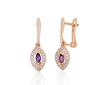 Ohrringe aus Rotgold mit Diamanten und Amethysten