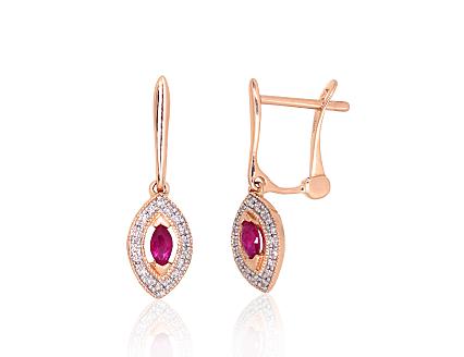 Ohrringe aus Rotgold mit Diamanten und Rubinen