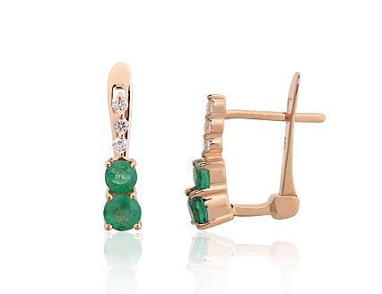 Ohrringe aus Rotgold mit Diamanten und Smaragden