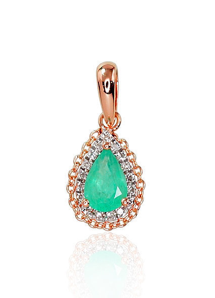 Kettenanhänger aus Rotgold mit Diamanten und Smaragd