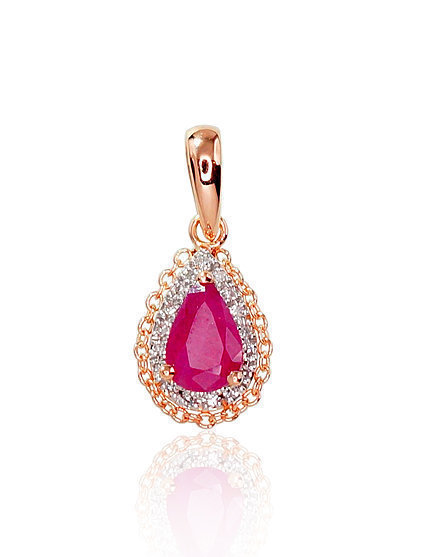 Kettenanhänger aus Rotgold mit Diamanten und Rubin