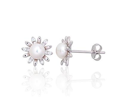 Ohrringe aus Silber mit Zirkonia und Perlen